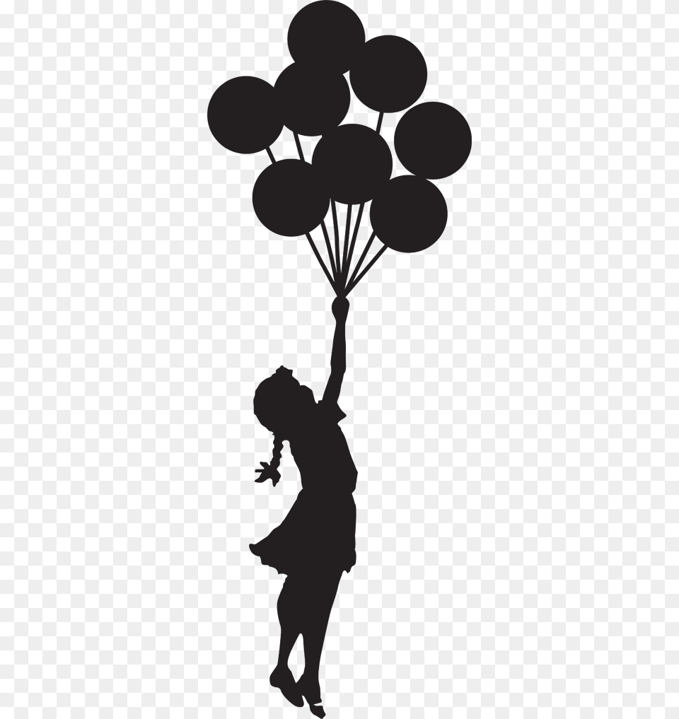 Girl With Balloons Banksy Laptop Sticker, Silhouette, Lighting, Formal Wear, People Free Png Download