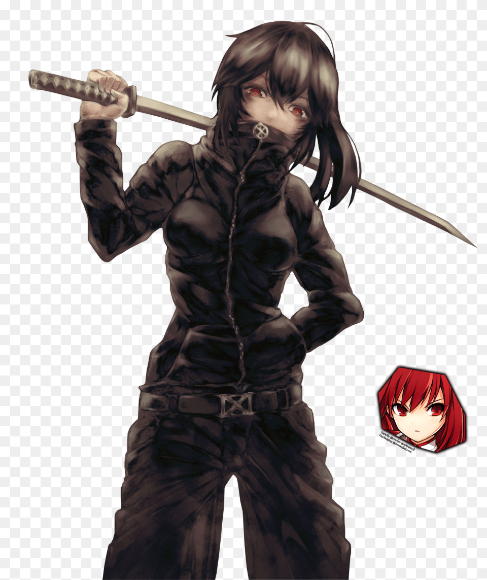 Girl With Black Hoodie And Katana Render By Oneexisting D70ysa5 Anime Girl In Black Hoodie, Publication, Book, Comics, Adult Free Png Download