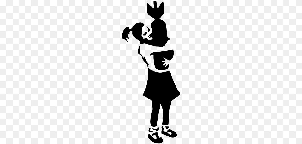 Girl With Bomb Banksy, Gray Free Transparent Png