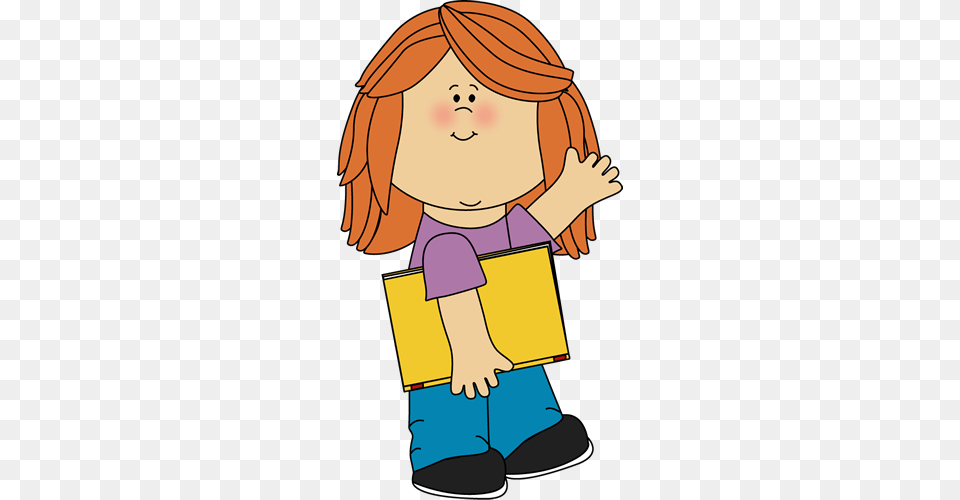 Girl With Book Waving Escola Clip Art Classroom, Person, Reading, Baby, Face Free Transparent Png
