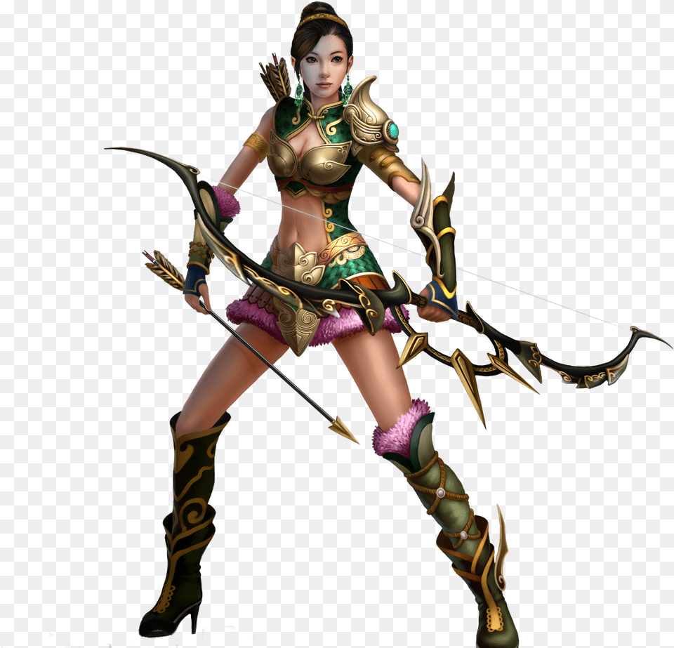Girl With Bow And Arrow Full Size Seekpng Female Warrior Video Games, Archer, Archery, Person, Sport Png Image