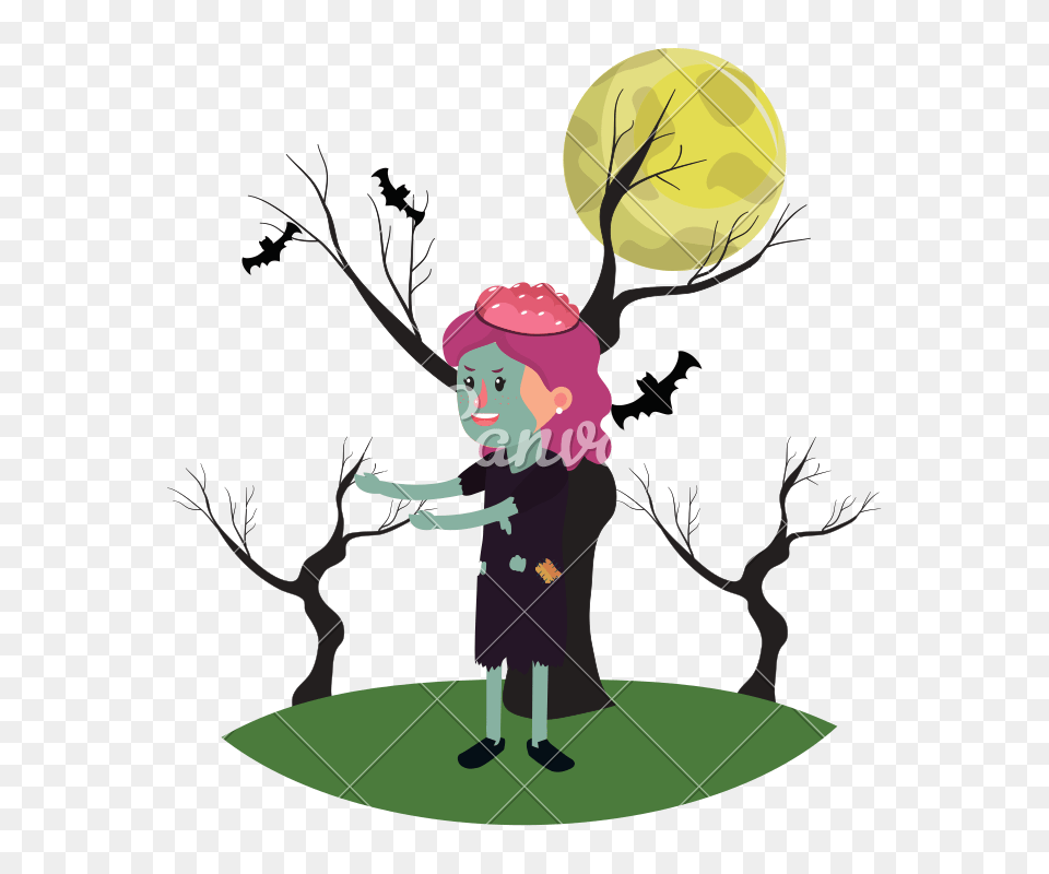 Girl With Brain Zombie Costume And Bats, Baby, Person, Photography, Face Free Transparent Png