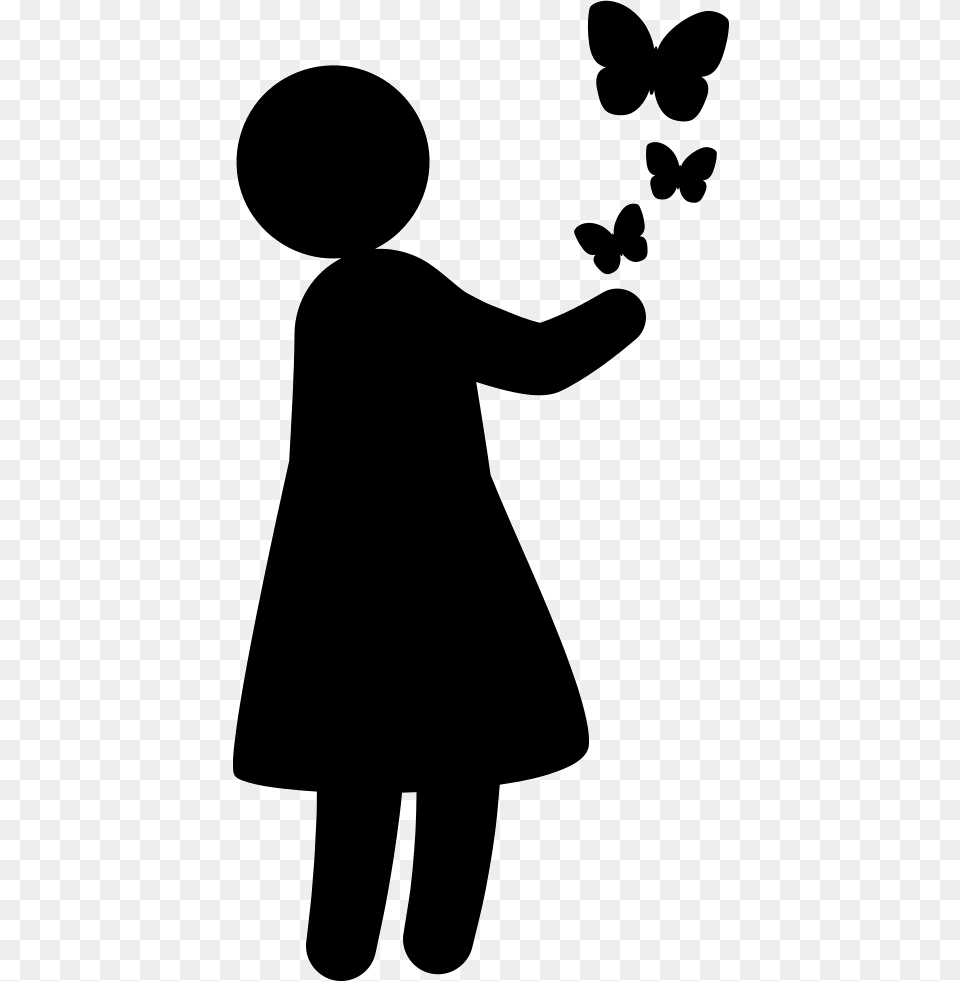 Girl With Butterflies Scalable Vector Graphics, Silhouette, Stencil, Child, Female Png Image