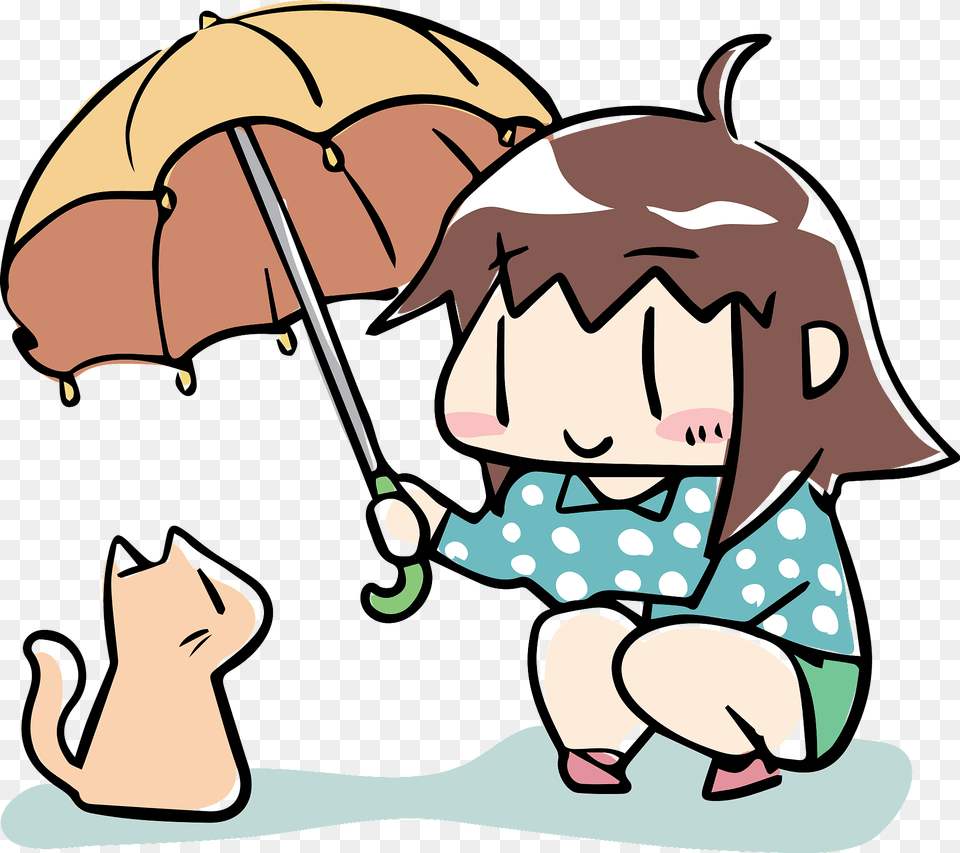 Girl With Cat Under Umbrella Clipart, Baby, Person, Canopy Png Image
