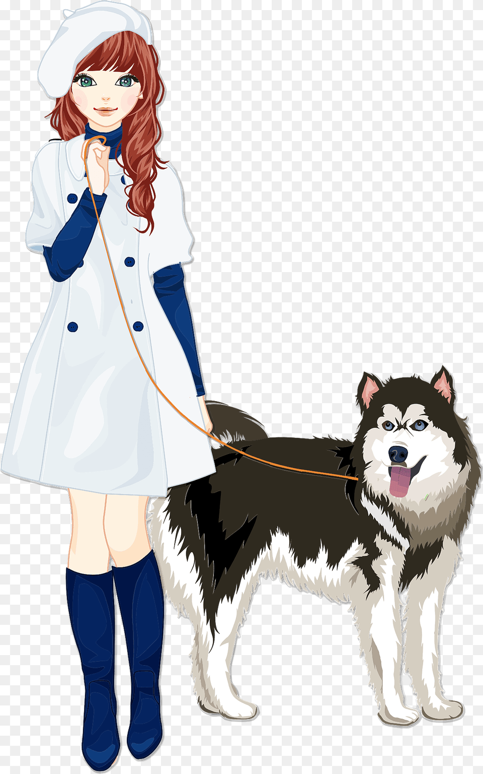 Girl With Dog Clipart, Clothing, Coat, Teen, Person Png Image