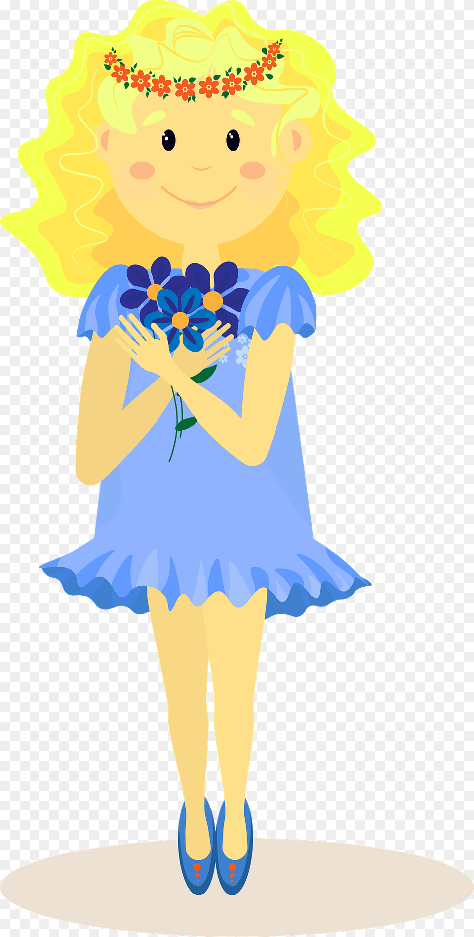 Girl With Flowers Clipart, Person, Dancing, Leisure Activities, Face Png