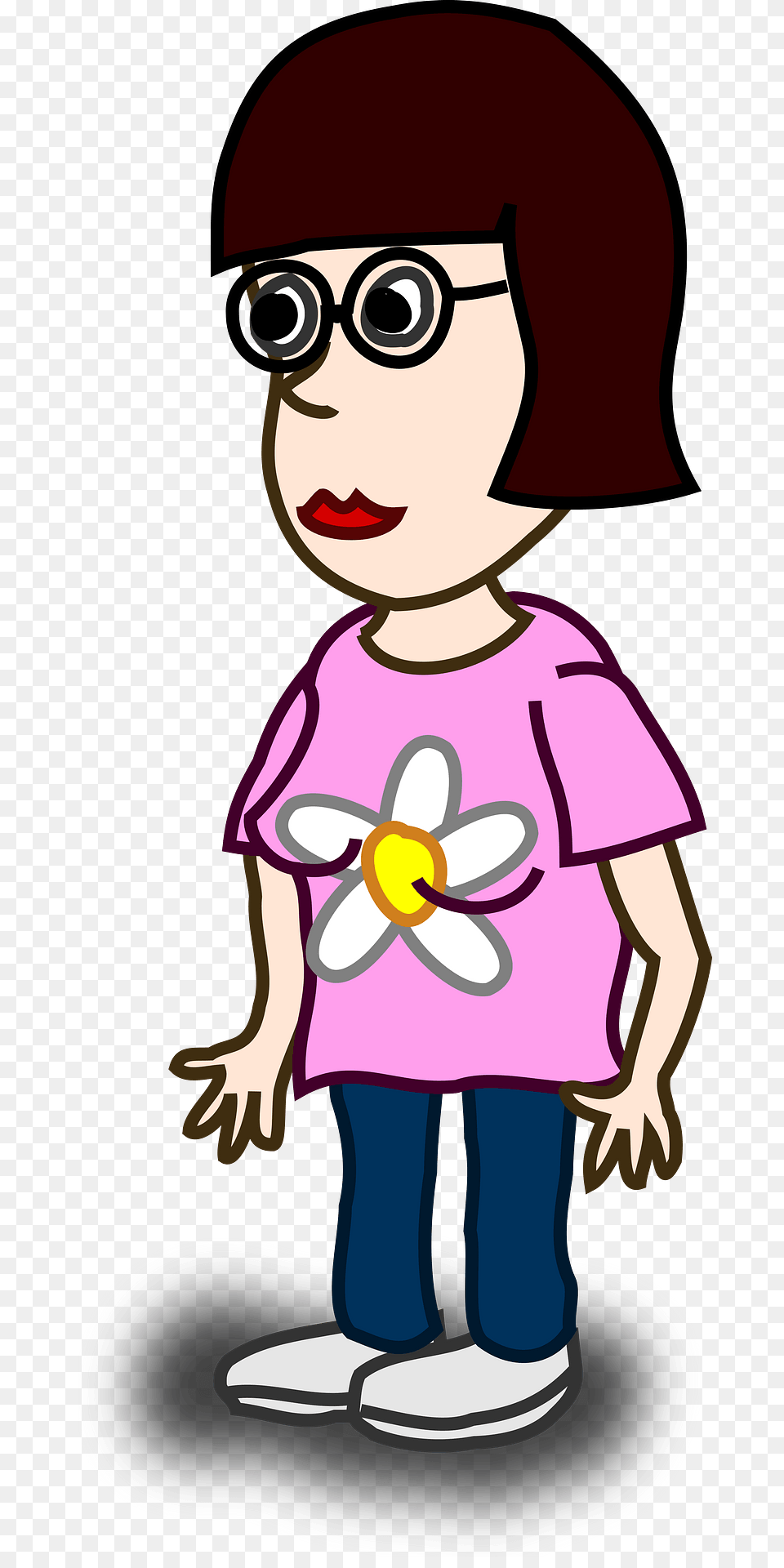 Girl With Glasses And A Flower Shirt Clipart, Baby, Person, Cartoon, Face Free Transparent Png
