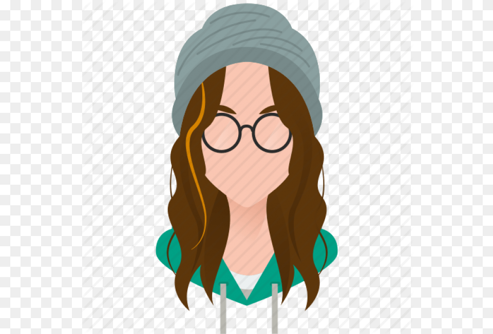Girl With Glasses Icon Girl With Glasses Icon, Hat, Clothing, Person, Woman Free Png Download