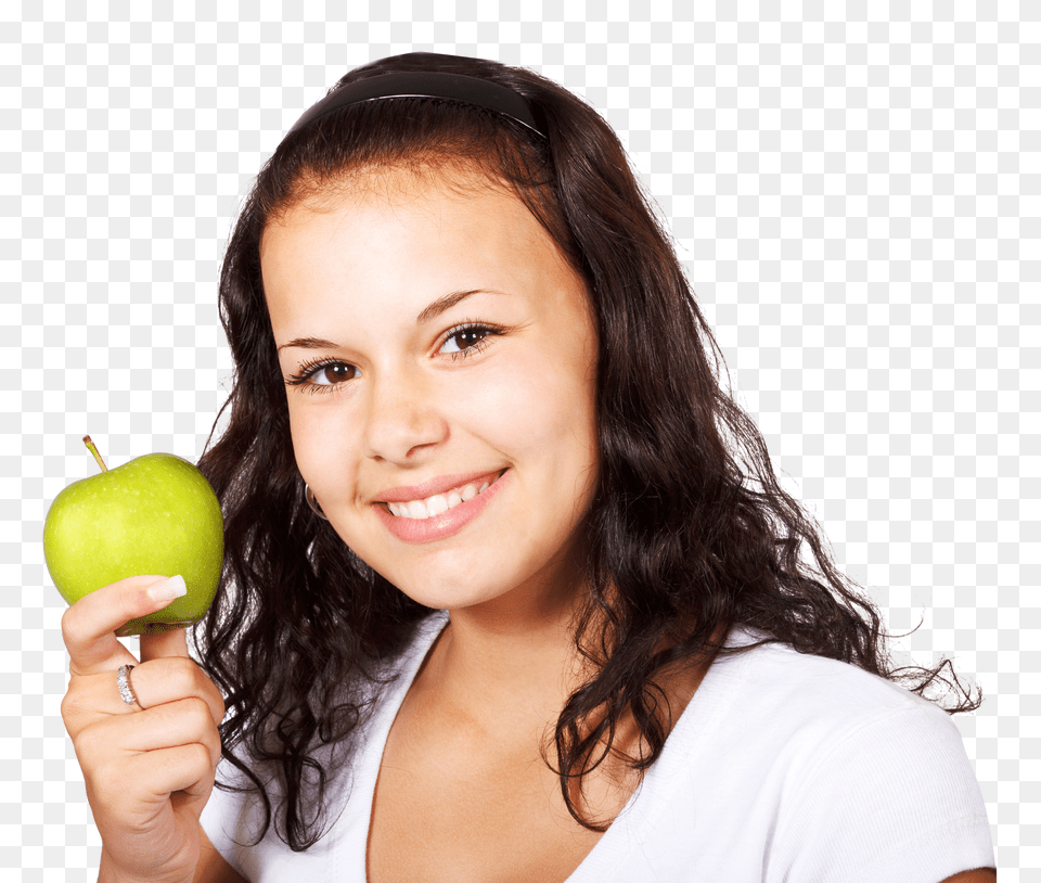 Girl With Green Apple Png Image