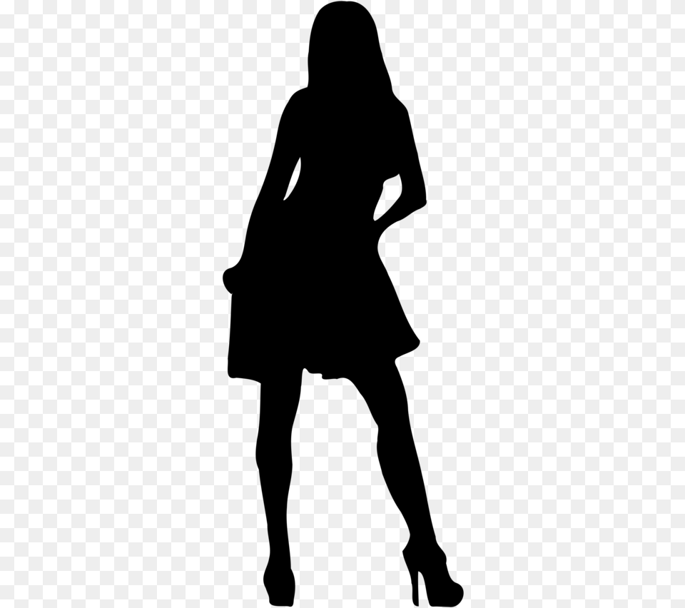 Girl With Gun Silhouette Female Silhouette No Background, Gray Free Png Download