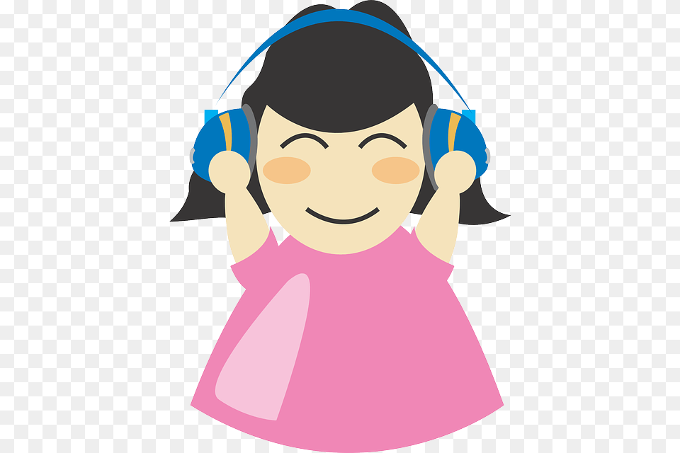 Girl With Headphones Clip Art Vector Clip Art Listening To Music, Baby, Person, Face, Head Free Png Download