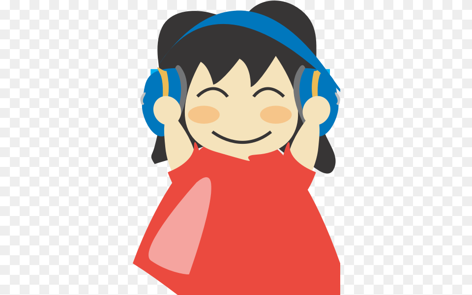 Girl With Headphones Vector Drawing Listening To Music Clipart, Baby, Person, Face, Head Png
