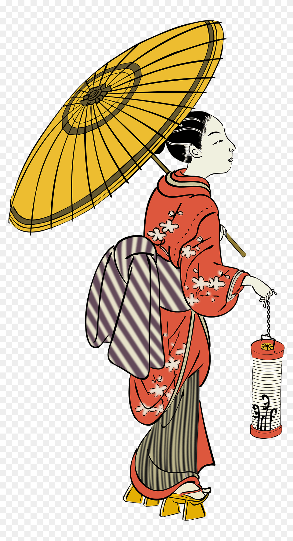 Girl With Lantern Ukiyo E Svg No004 Clipart, Formal Wear, Clothing, Dress, Robe Png