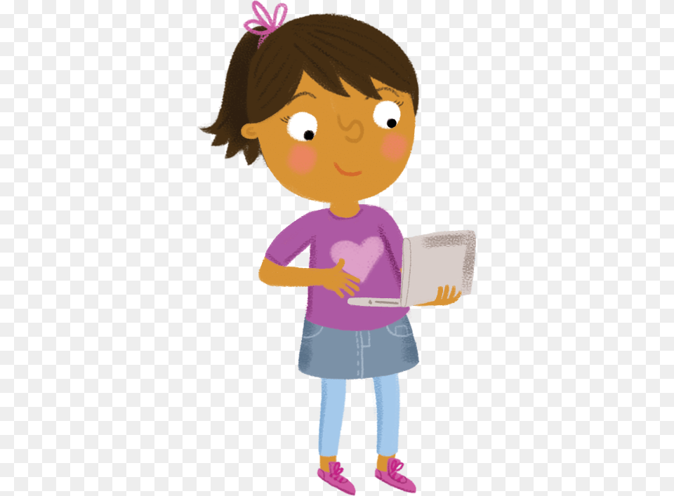 Girl With Laptop Computer Illustration, Person, Reading, Baby, Book Png