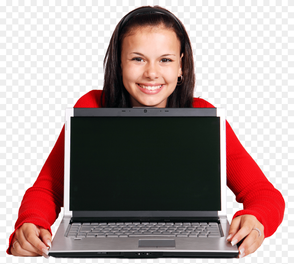 Girl With Laptop Image, Computer, Electronics, Pc, Screen Png