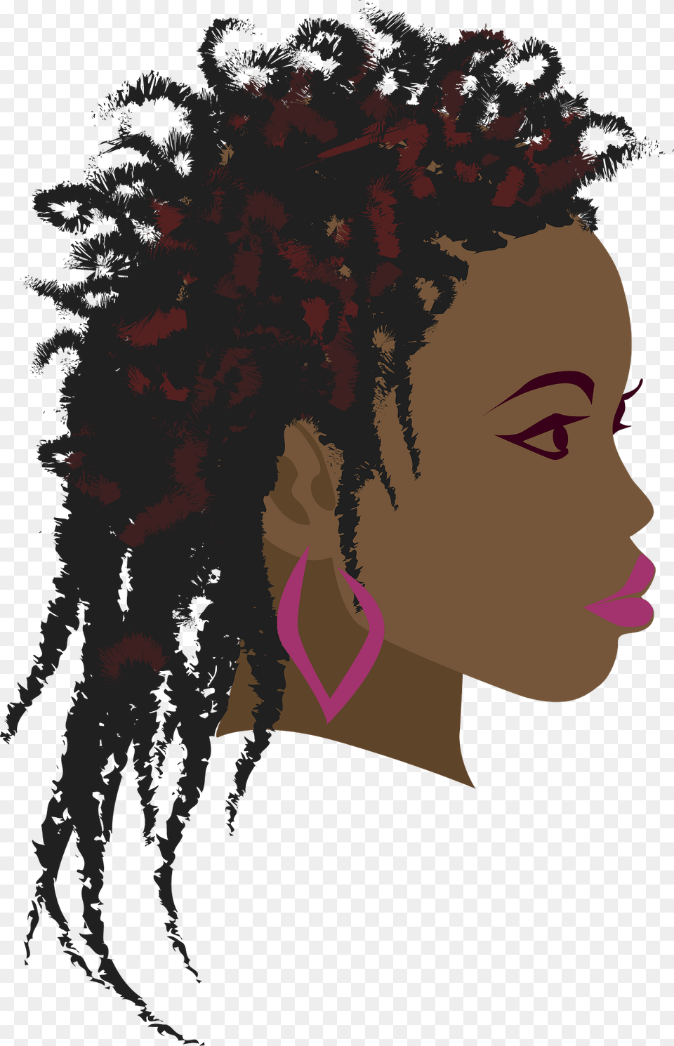 Girl With Long Twist Braids Clipart, Head, Person, Body Part, Neck Png