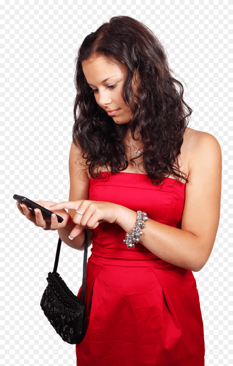 Girl With Mobile Phone Image, Accessories, Weapon, Person, Handbag Free Png Download