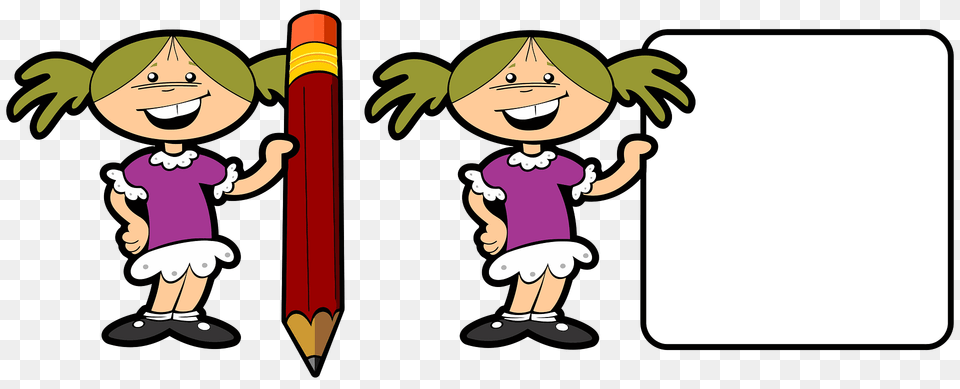 Girl With Pencil And Sign Clipart, Baby, Book, Comics, Person Free Png