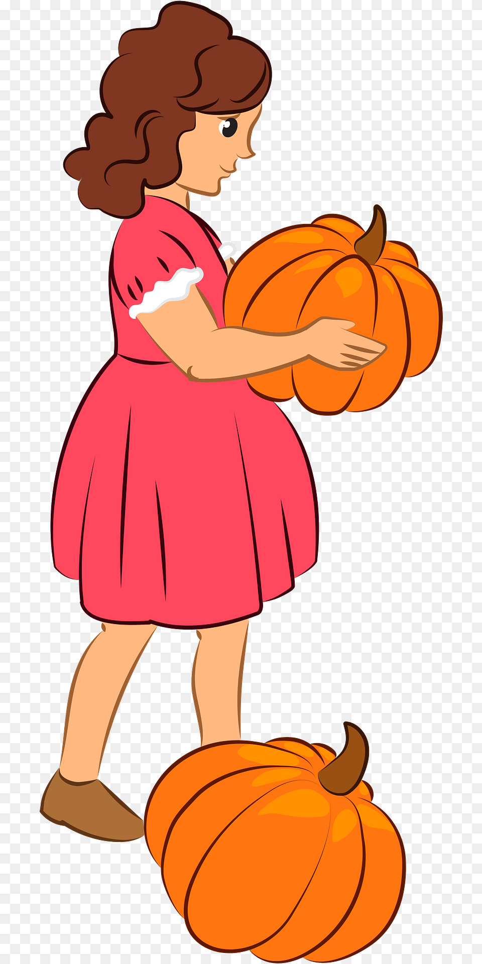 Girl With Pumpkins Clipart, Food, Plant, Produce, Pumpkin Free Png