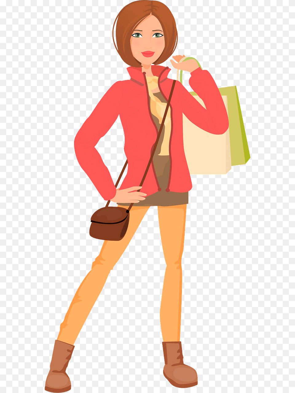 Girl With Purchases Clipart, Accessories, Bag, Person, Handbag Free Png Download
