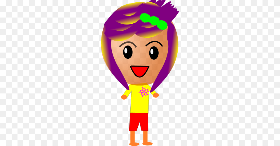 Girl With Purple Hair Vector Drawing, Baby, Person, Balloon Png Image