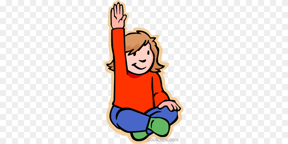 Girl With Raised Hand Asking Question Royalty Free Vector Clip Art, Baby, Person, Face, Head Png Image