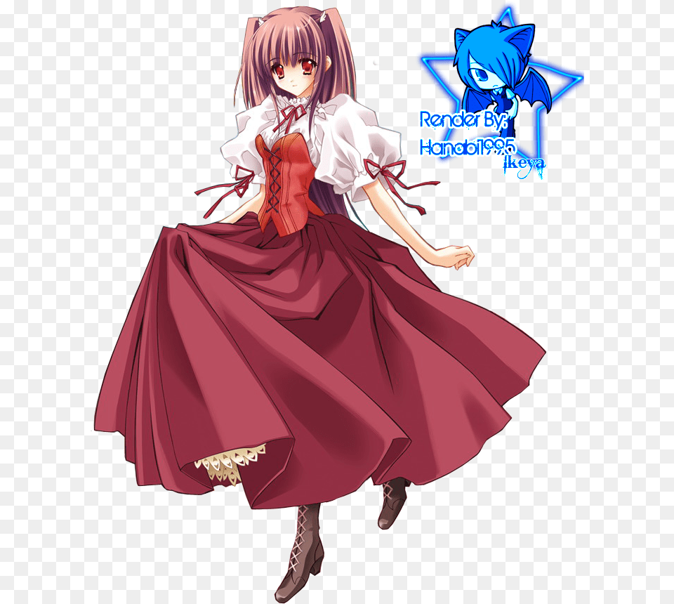Girl With Red Dress Render By Hanabi1995 Anime Girl With Dress, Book, Publication, Comics, Adult Png