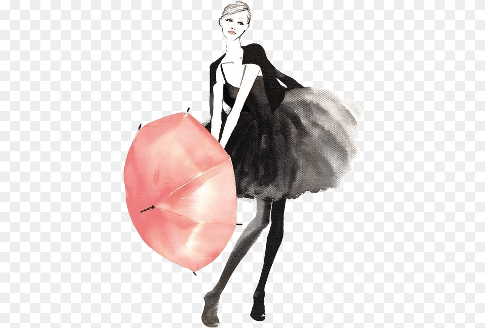 Girl With Red Umbrella Watercolor Art No Matter How You Feel Just Get Up Dress, Adult, Female, Person, Woman Free Transparent Png