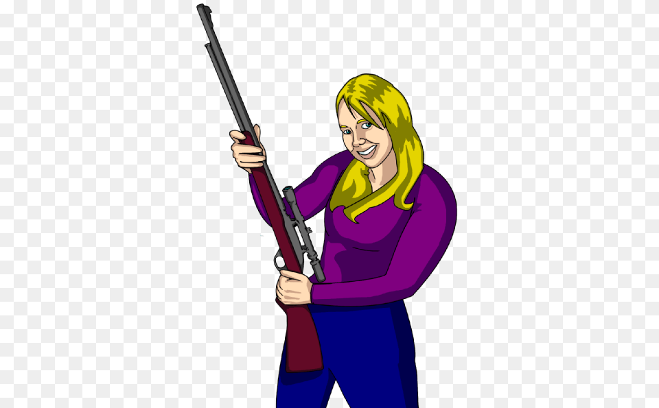 Girl With Rifle Clip Art, Adult, Weapon, Person, Woman Png