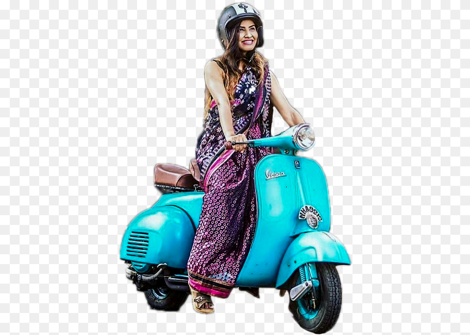 Girl With Scooty, Adult, Vehicle, Transportation, Scooter Free Png Download