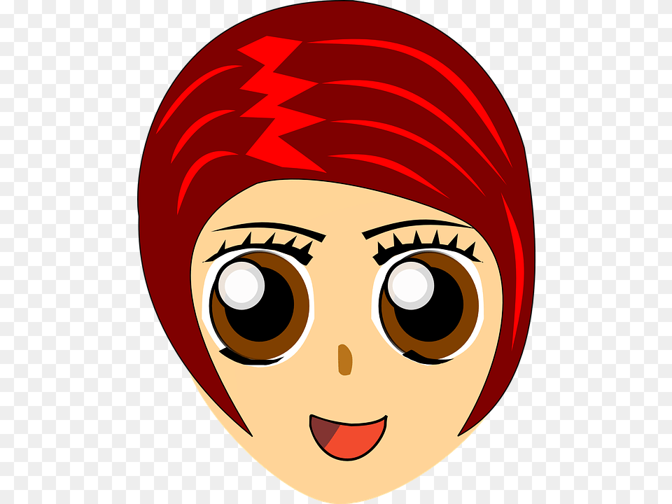 Girl With Short Red Hair Cartoon, Cap, Clothing, Hat, Person Free Png Download