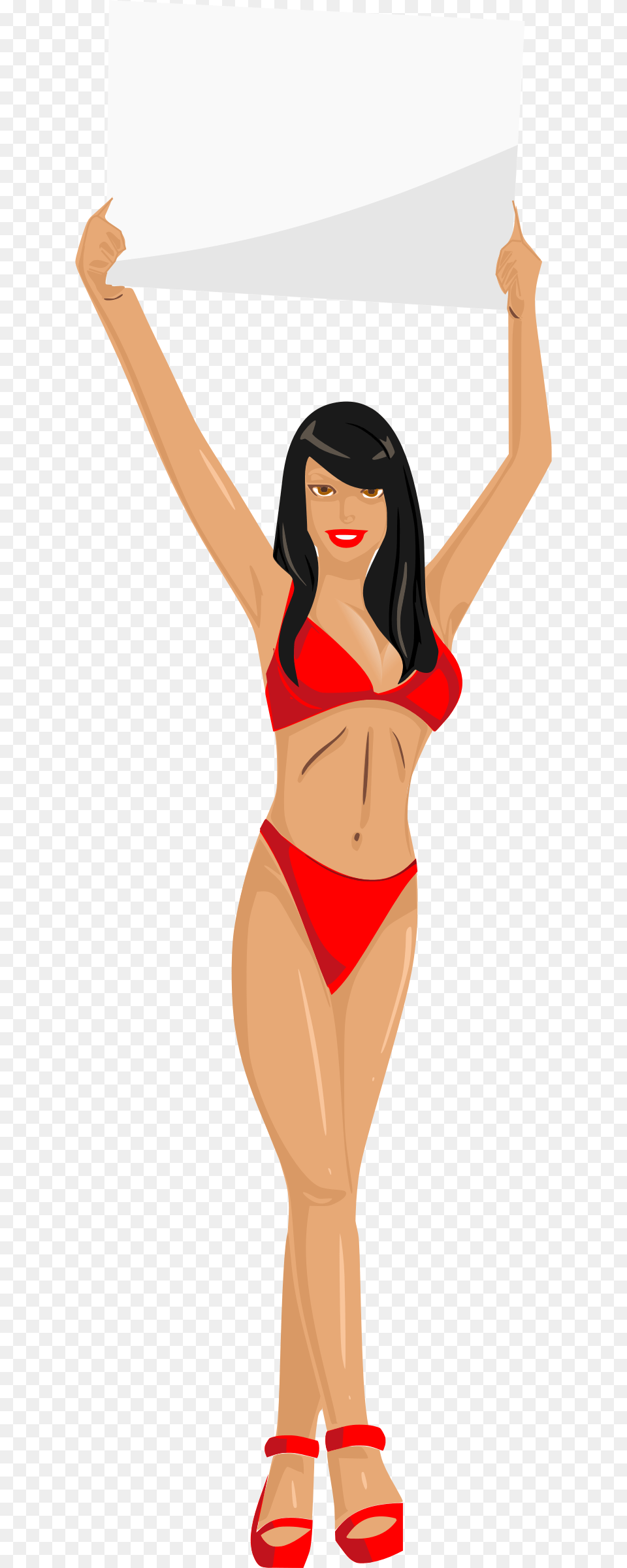 Girl With Sign Clip Arts Light Skin, Bikini, Clothing, Swimwear, Adult Free Transparent Png