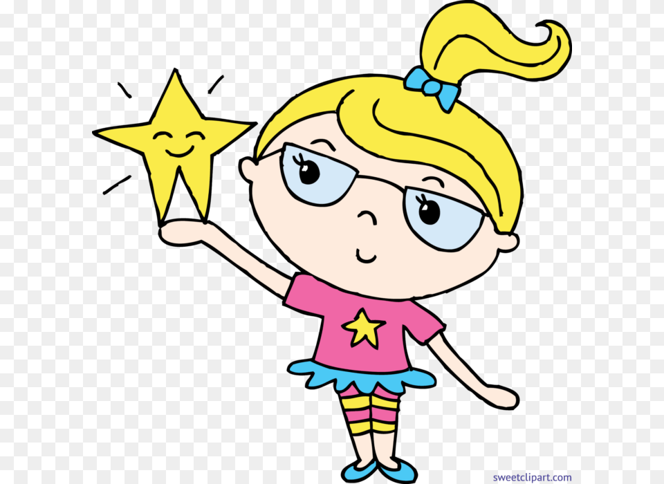 Girl With Star Clip Art, Baby, Person, Face, Head Png Image
