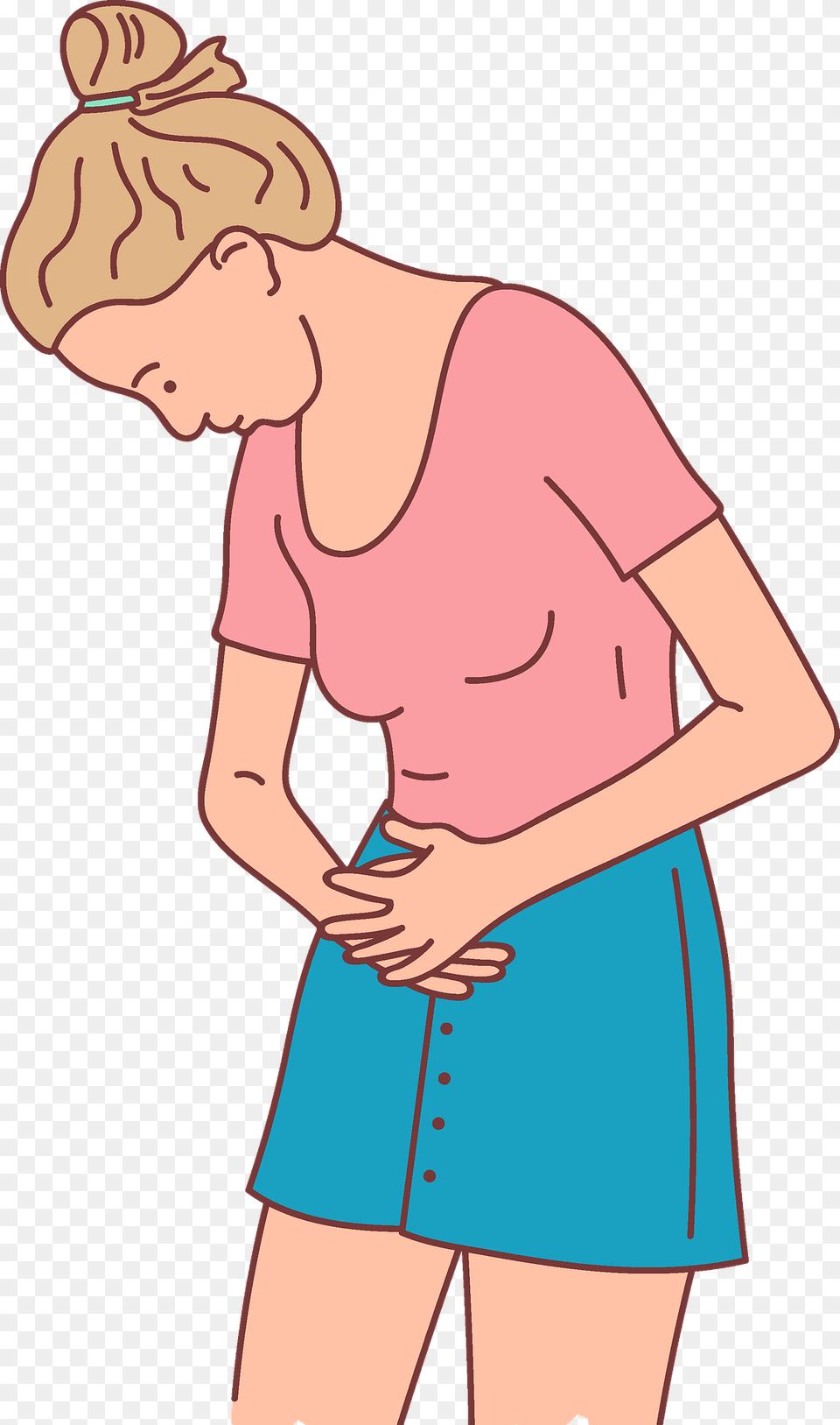 Girl With Stomach Pain Clipart, Clothing, Skirt, Person, Shorts Png