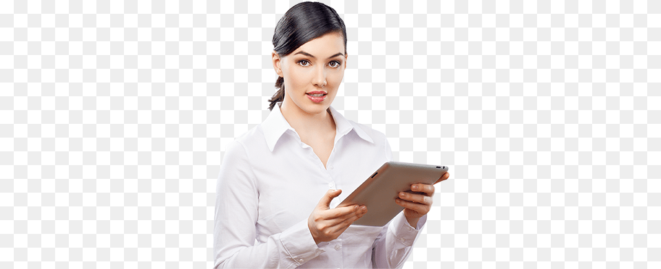 Girl With Tablet, Adult, Tablet Computer, Shirt, Person Free Png Download