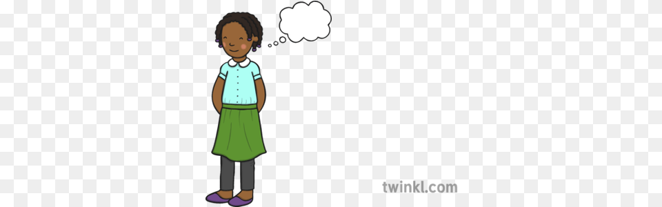 Girl With Thought Bubble Illustration Twinkl Single Sunflower Transparent, Child, Female, Person, Face Png