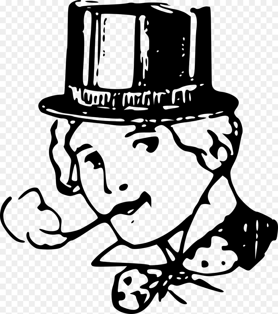 Girl With Top Hat Smoking, Gray Free Transparent Png