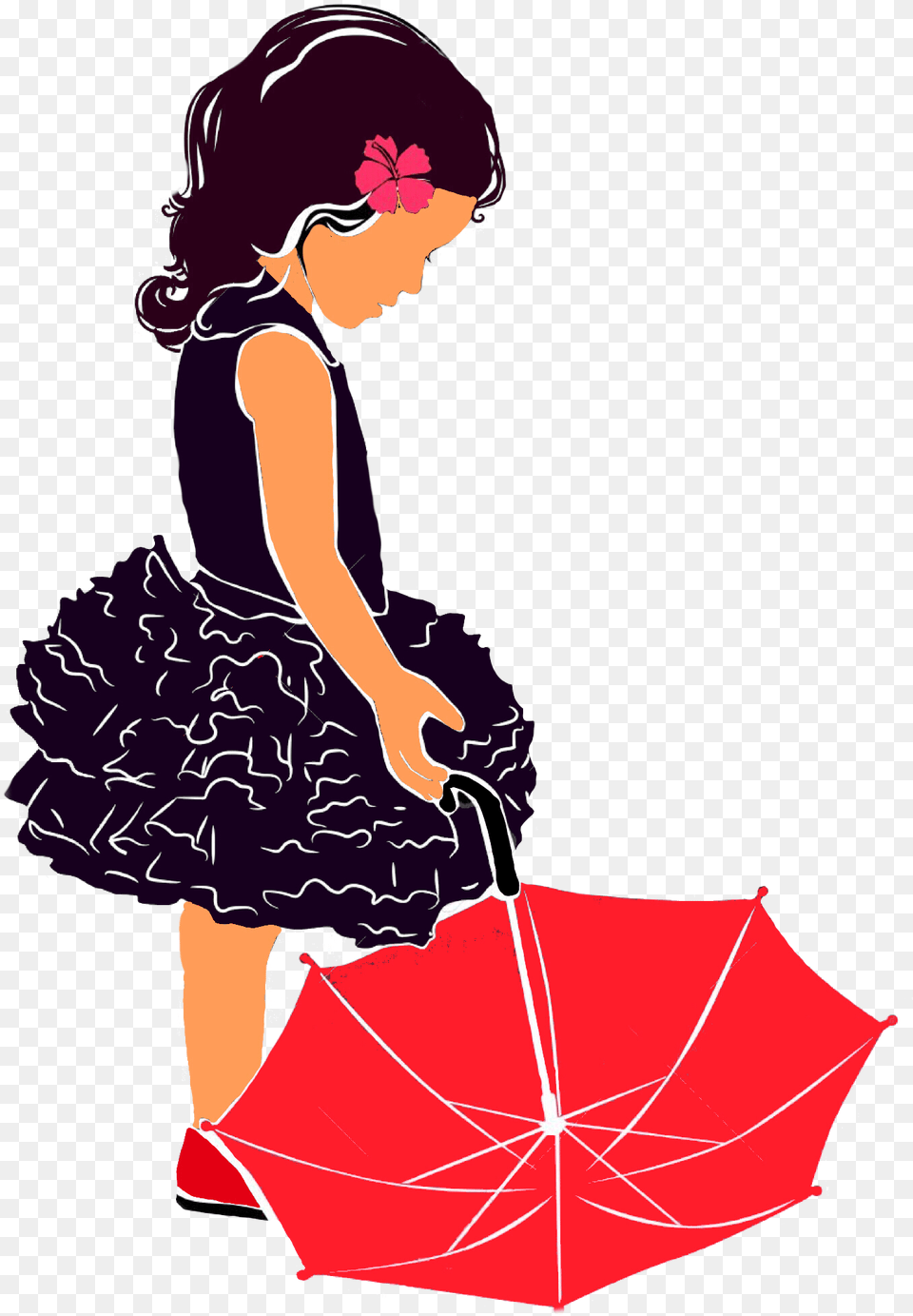 Girl With Umbrella Silhouette, Person, Canopy, Face, Head Free Png Download