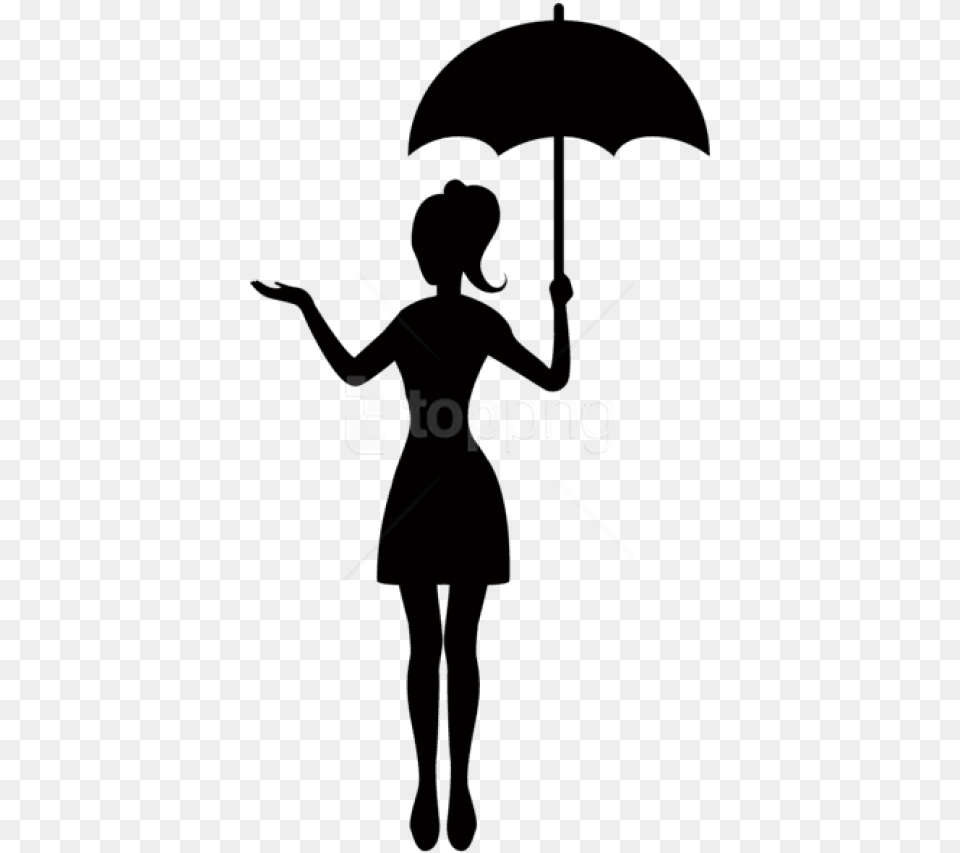 Girl With Umbrella Silhouette Girl Holding Umbrella Silhouette, Lighting Free Png