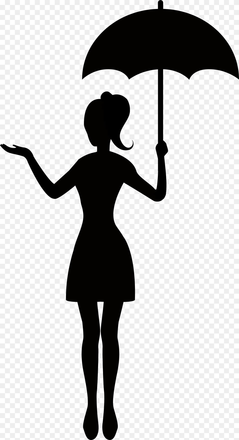 Girl With Umbrella Silhouette Silhouette Of Girl With Umbrella, Dancing, Leisure Activities, Person Png Image