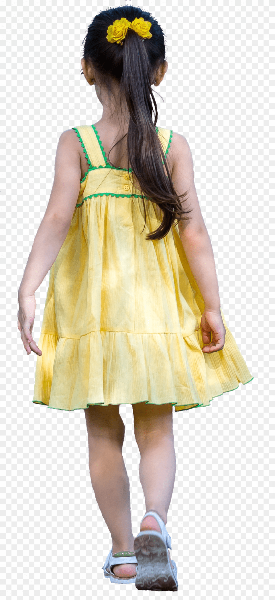Girl With Yellow Dress Back, Child, Sandal, Person, Formal Wear Free Png