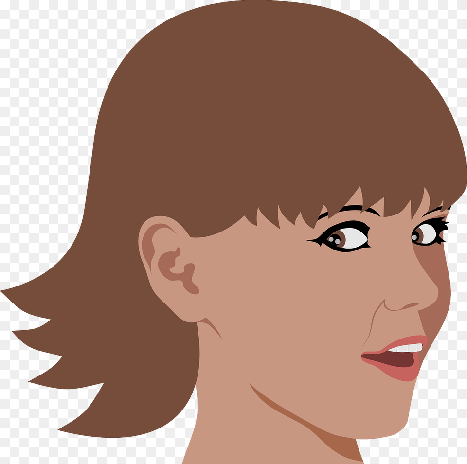 Girl Woman Amazed Picture Pretty Girl Clipart Brown Hair, Face, Head, Person, Neck Png Image