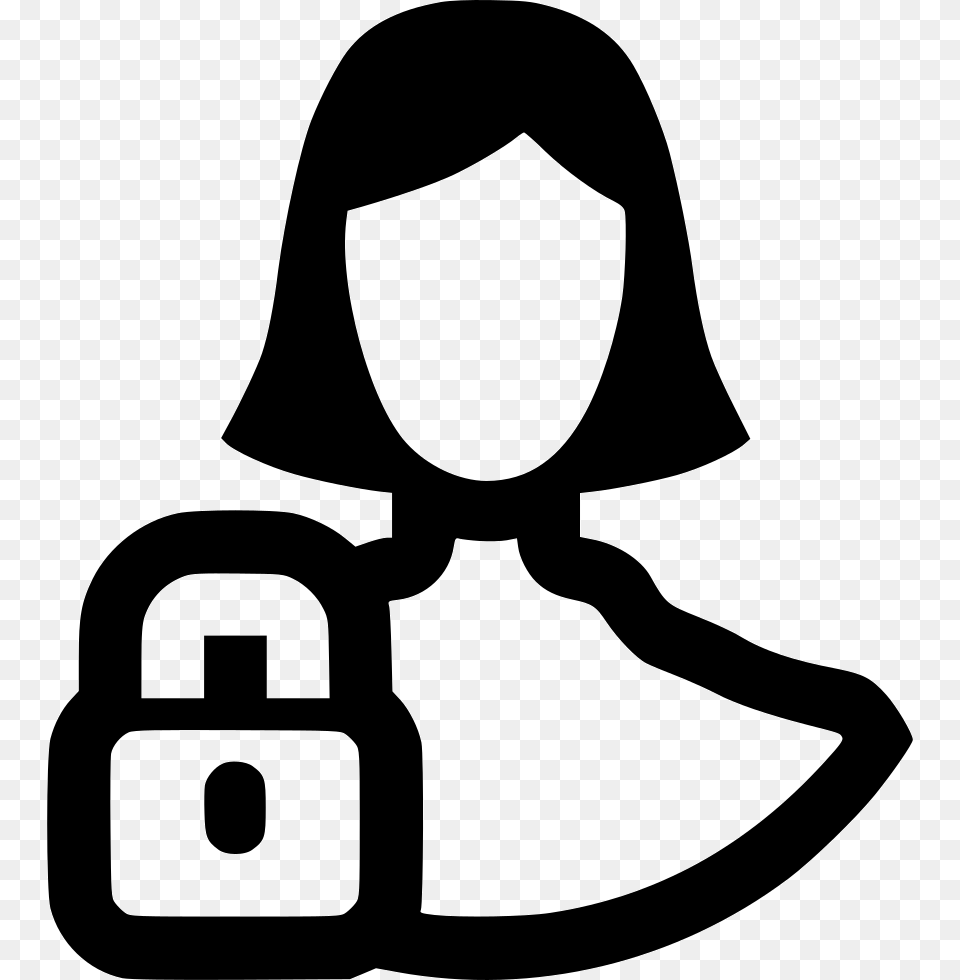 Girl Woman Lock Block Personal Information Icon, Clothing, Hood, Stencil, Smoke Pipe Png