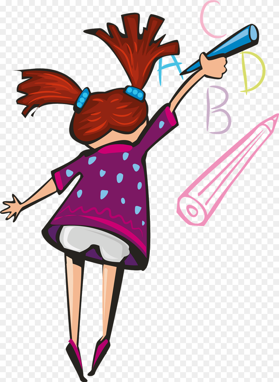 Girl Writing On Whiteboard Clipart, People, Person, Art, Graphics Png Image