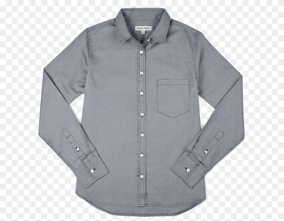 Girlfriend Oxford Shirt Charcoal Button, Clothing, Dress Shirt, Long Sleeve, Pants Free Png