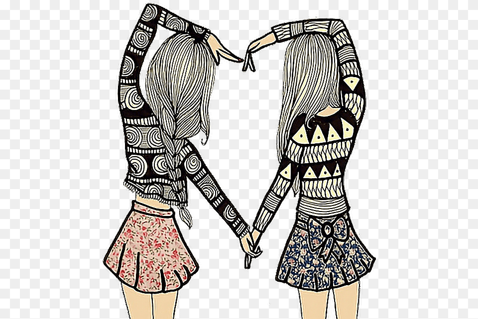 Girllove Sticker Drawing Best Friends, Sleeve, Clothing, Long Sleeve, Adult Free Png Download