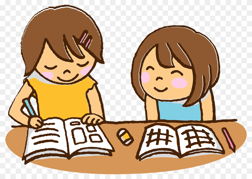 Girls Are Studying Clipart, Book, Person, Publication, Reading Free Png Download