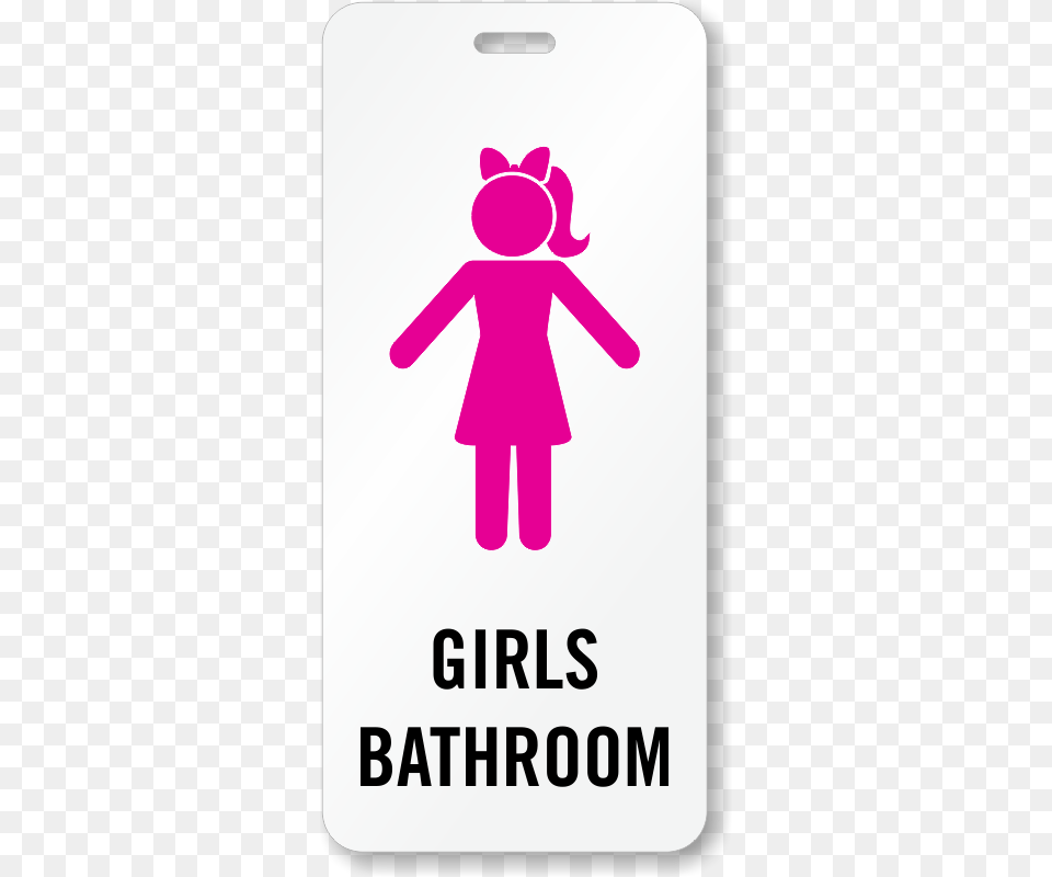 Girls Bathroom Sign Ada Compliant School Lavatory Sign Pink Girls Bathroom Sign, Baby, Person, Electronics, Phone Free Png