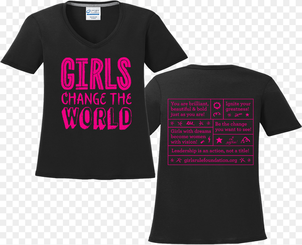 Girls Change The World Black T Shirt Active Shirt, Clothing, T-shirt Png