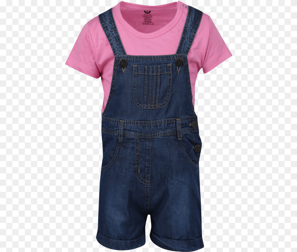 Girls Cotton Dungaree And Top Set One Piece Garment, Clothing, Jeans, Pants, Vest Png Image